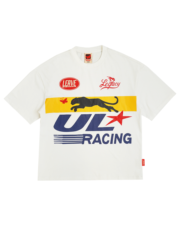 Racer, white t-shirt