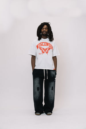 Wisconsin, white t-shirt