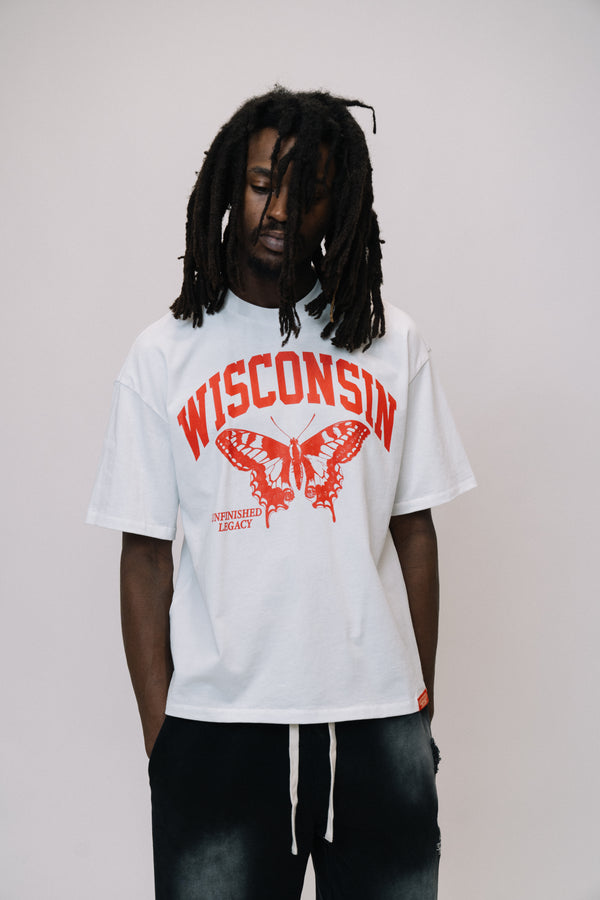 Wisconsin, white t-shirt