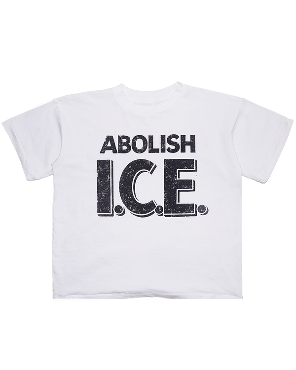Abolish I.c.e., white t-shirt