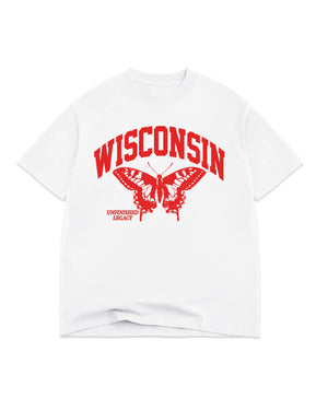 Wisconsin, white t-shirt