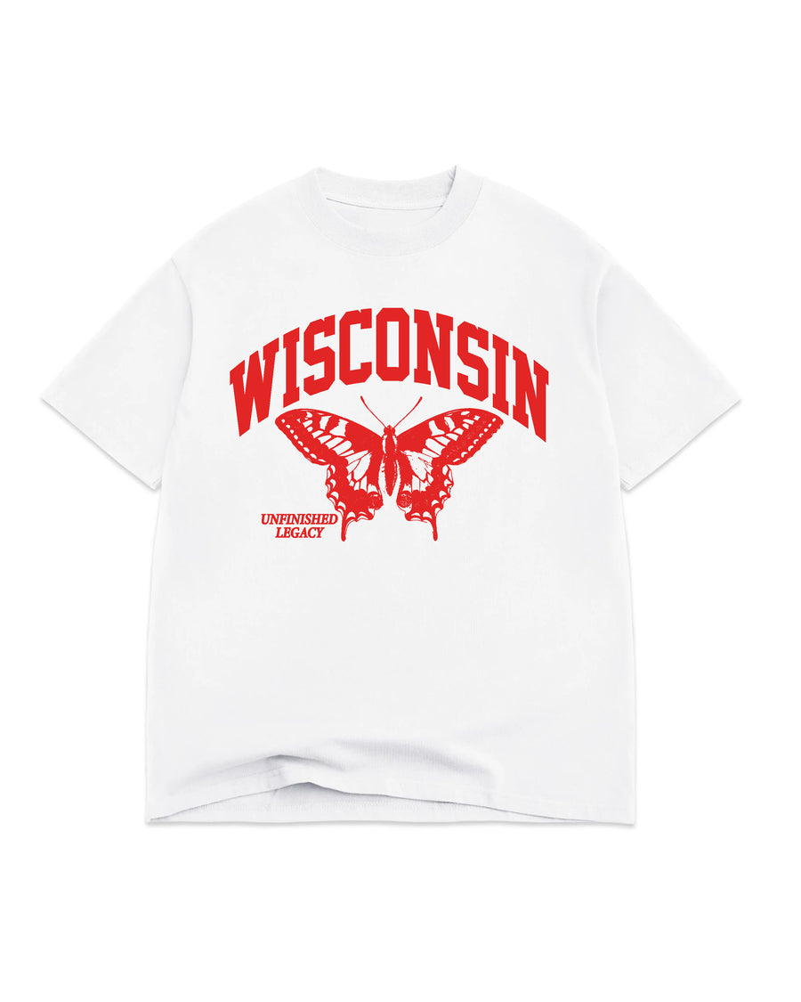 Wisconsin, white t-shirt